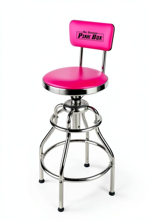 The Original Pink Box Swivel Shop Stool Chrome Legs Adjustable Height-1