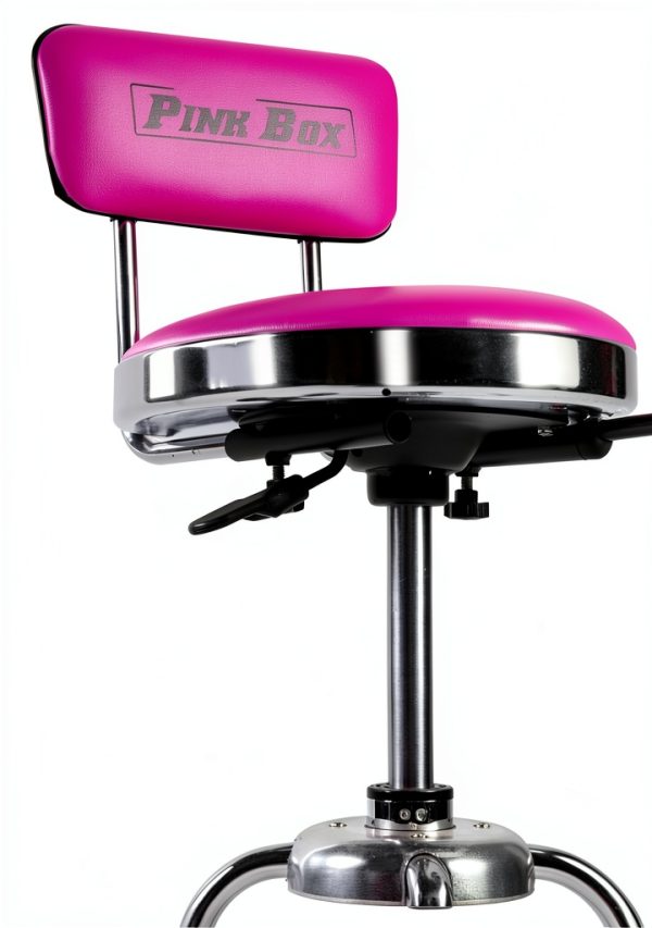 The Original Pink Box Swivel Shop Stool Chrome Legs Adjustable Height-5