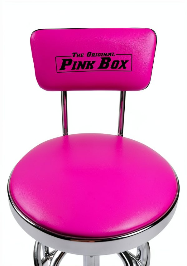 The Original Pink Box Swivel Shop Stool Chrome Legs Adjustable Height-3