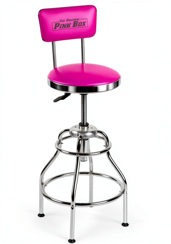 The Original Pink Box Swivel Shop Stool Chrome Legs Adjustable Height-0