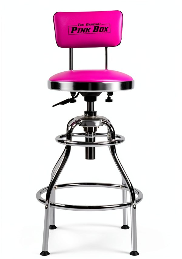 The Original Pink Box Swivel Shop Stool Chrome Legs Adjustable Height-2