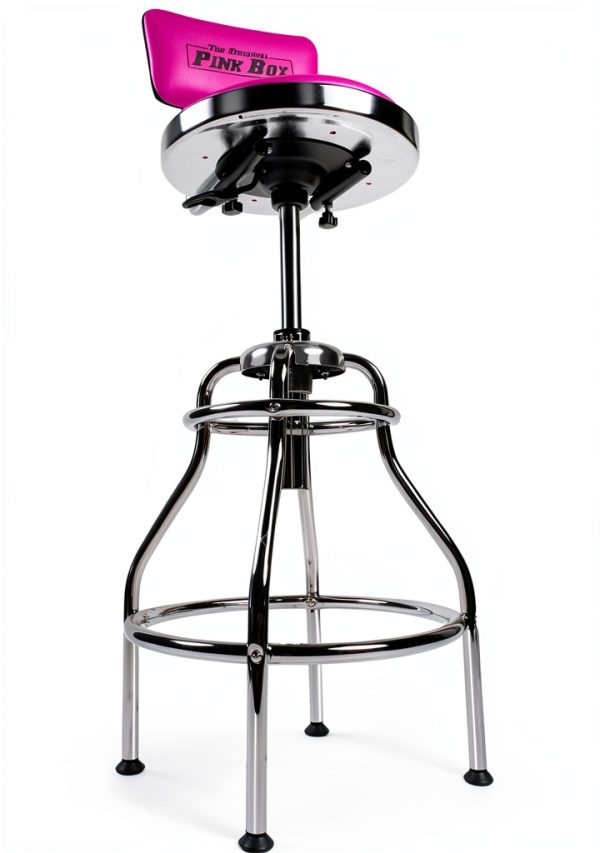 The Original Pink Box Swivel Shop Stool Chrome Legs Adjustable Height-6
