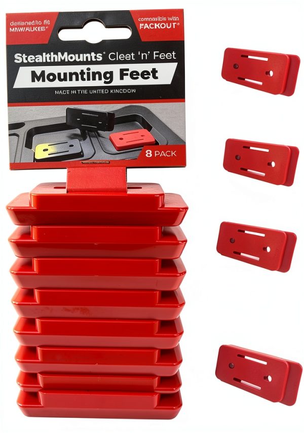 StealthMounts Mounting Feet for Milwaukee Packout 8-Pack Red-3